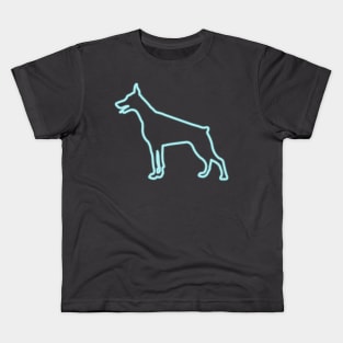 80's Gift 80s Retro Neon Sign Doberman Kids T-Shirt